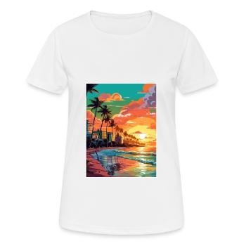 Miami Beach Florida Vintage Reiseposter Souvenir - Frauen T-Shirt atmungsaktiv - Weiß - Vorne - AI Model Female 172 dark (172cm)