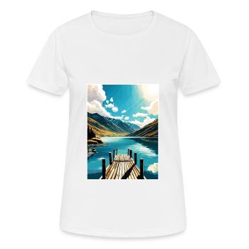 Nelson Lakes New Zealand Vintage Travel Poster WPA - Women's Breathable T-Shirt - white - Front - AI Model Female 172 dark (172cm)