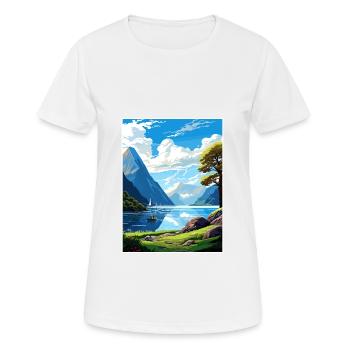 Milford Sound Neuseeland Vintage Reiseposter - Frauen T-Shirt atmungsaktiv - Weiß - Vorne - AI Model Female 172 dark (172cm)