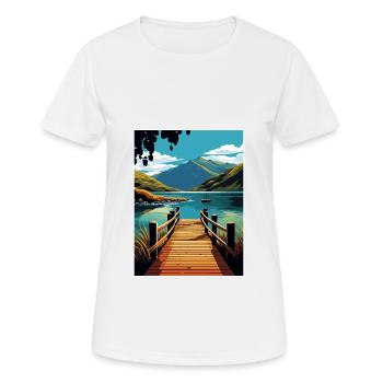 Nelson Lakes New Zealand Vintage Travel Poster WPA - Women's Breathable T-Shirt - white - Front - AI Model Female 172 dark (172cm)
