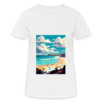 Bondi Beach Australia Vintage Travel Poster WPA - Women's Breathable T-Shirt - white - Front - AI Model Female 172 dark (172cm)