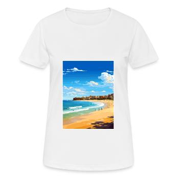 Bondi Beach Australia Vintage Travel Poster WPA - Women's Breathable T-Shirt - white - Front - AI Model Female 172 dark (172cm)