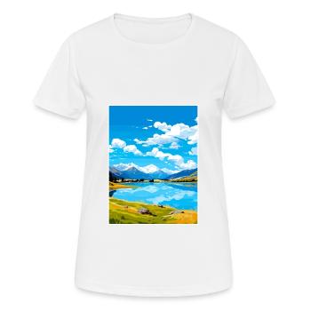 Lake Hayes Neuseeland Vintage Reiseposter WPA - Frauen T-Shirt atmungsaktiv - Weiß - Vorne - AI Model Female 172 dark (172cm)