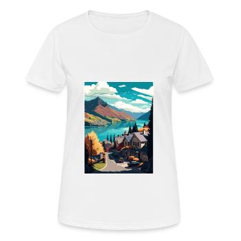 Queenstown Neuseeland Vintage Reiseposter WPA - Frauen T-Shirt atmungsaktiv - Weiß - Vorne - AI Model Female 172 dark (172cm)