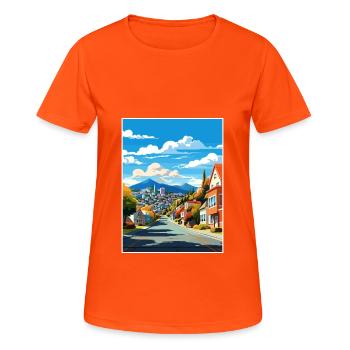 Wellington Nouvelle-Zélande Vintage voyage affiche WPA - T-shirt respirant Femme - orange néon - Devant - AI Model Female 172 dark (172cm)