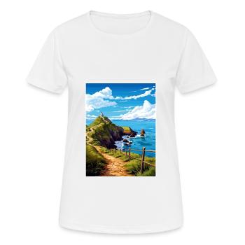 Nugget Point Nouvelle-Zélande Vintage Affiche de voyage WPA - T-shirt respirant Femme - blanc - Devant - AI Model Female 172 dark (172cm)