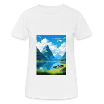 Milford Sound Neuseeland Vintage Reiseposter - Frauen T-Shirt atmungsaktiv - Weiß - Vorne - AI Model Female 172 dark (172cm)