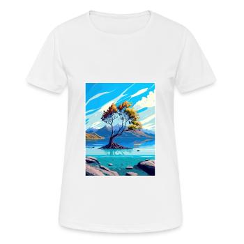Lake Wanaka Neuseeland Vintage Reiseposter WPA - Frauen T-Shirt atmungsaktiv - Weiß - Vorne - AI Model Female 172 dark (172cm)
