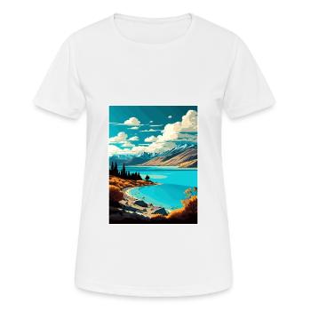 Lake Pukaki Neuseeland Vintage Reiseposter WPA - Frauen T-Shirt atmungsaktiv - Weiß - Vorne - AI Model Female 172 dark (172cm)