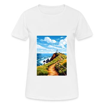 Nugget Point Nouvelle-Zélande Vintage Affiche de voyage WPA - T-shirt respirant Femme - blanc - Devant - AI Model Female 172 dark (172cm)