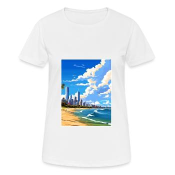 Gold Coast Australia Deco Vintage Travel Poster - Women's Breathable T-Shirt - white - Front - AI Model Female 172 dark (172cm)