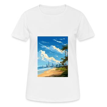 Gold Coast Australia Deco Vintage Travel Poster - Women's Breathable T-Shirt - white - Front - AI Model Female 172 dark (172cm)