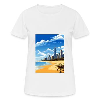 Gold Coast Australia Deco Vintage Travel Poster - Women's Breathable T-Shirt - white - Front - AI Model Female 172 dark (172cm)