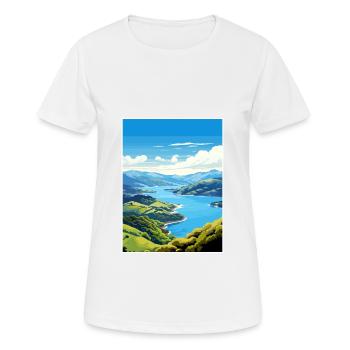 Marlborough Sounds Neuseeland Reiseposter - Frauen T-Shirt atmungsaktiv - Weiß - Vorne - AI Model Female 172 dark (172cm)