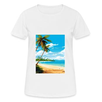 Hamilton Island Australia Deco Travel Poster - Women's Breathable T-Shirt - white - Front - AI Model Female 172 dark (172cm)