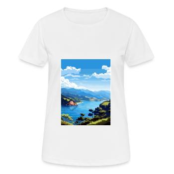 Marlborough Sounds Neuseeland Reiseposter - Frauen T-Shirt atmungsaktiv - Weiß - Vorne - AI Model Female 172 dark (172cm)
