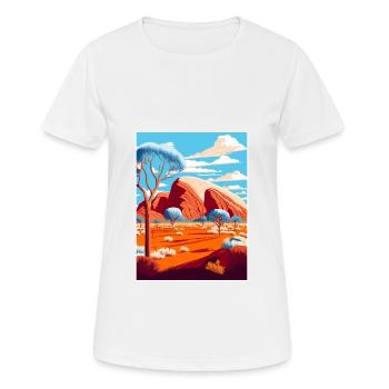 Uluṟu Kata Tjuṯa National Park Travel Poster - Women's Breathable T-Shirt - white - Front - AI Model Female 172 dark (172cm)