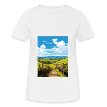 Wairarapa Wine Region New Zealand Travel Poster - Women's Breathable T-Shirt - white - Front - AI Model Female 172 dark (172cm)