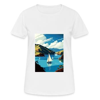 Marlborough Sounds Neuseeland Reiseposter - Frauen T-Shirt atmungsaktiv - Weiß - Vorne - AI Model Female 172 dark (172cm)