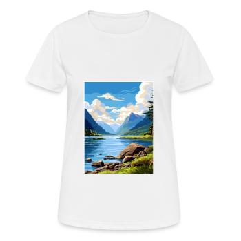 Fiordland Nationalpark Neuseeland Reiseposter - Frauen T-Shirt atmungsaktiv - Weiß - Vorne - AI Model Female 172 dark (172cm)