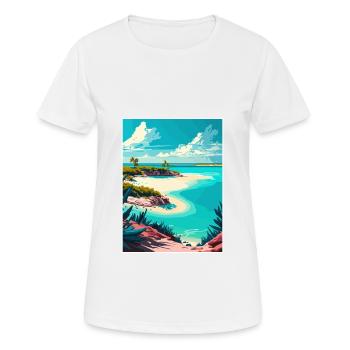 Turks And Caicos Islands Caribbean Travel Poster - Women's Breathable T-Shirt - white - Front - AI Model Female 172 dark (172cm)