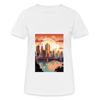 Brisbane Australien Vintage Reiseposter Souvenir - Frauen T-Shirt atmungsaktiv - Weiß - Vorne - AI Model Female 172 dark (172cm)