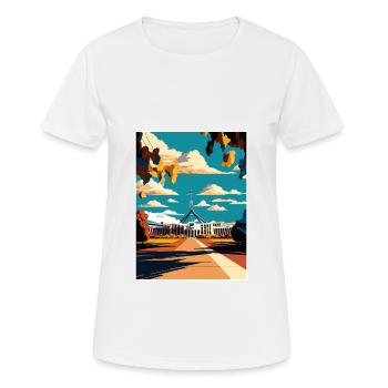 Canberra Australien Vintage Reiseposter Souvenir - Frauen T-Shirt atmungsaktiv - Weiß - Vorne - AI Model Female 172 dark (172cm)