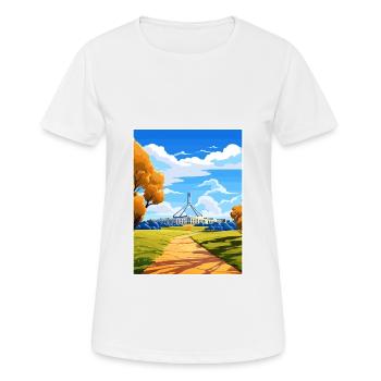 Canberra Australien Vintage Reiseposter Souvenir - Frauen T-Shirt atmungsaktiv - Weiß - Vorne - AI Model Female 172 dark (172cm)