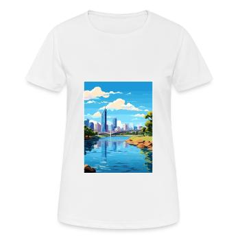 Brisbane Australien Vintage Reiseposter Souvenir - Frauen T-Shirt atmungsaktiv - Weiß - Vorne - AI Model Female 172 dark (172cm)