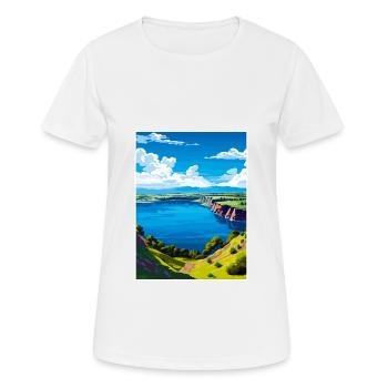 Blue Lake Australie Vintage voyage affiche Souvenir - T-shirt respirant Femme - blanc - Devant - AI Model Female 172 dark (172cm)