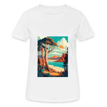 Tasmania Australia Vintage Travel Poster Souvenir - Women's Breathable T-Shirt - white - Front - AI Model Female 172 dark (172cm)