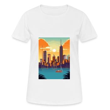 Brisbane Australia Vintage Travel Poster Souvenir - Women's Breathable T-Shirt - white - Front - AI Model Female 172 dark (172cm)