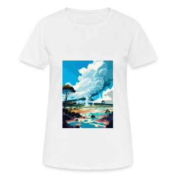 Rotorua Neuseeland Vintage Reiseposter Souvenir - Frauen T-Shirt atmungsaktiv - Weiß - Vorne - AI Model Female 172 dark (172cm)