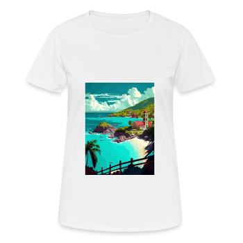 Saint Martin Caraïbes Vintage voyage affiche WPA - T-shirt respirant Femme - blanc - Devant - AI Model Female 172 dark (172cm)
