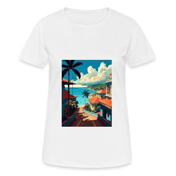 Puerto Plata Caraïbes Vintage voyage affiche WPA - T-shirt respirant Femme - blanc - Devant - AI Model Female 172 dark (172cm)