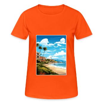 Heilige Teresa Costa Rica Vintage Reiseposter WPA - Frauen T-Shirt atmungsaktiv - Neonorange - Vorne - AI Model Female 172 dark (172cm)