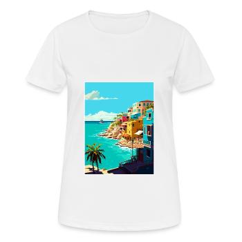 Isla Mujeres Decoration Vintage Travel Poster WPA - Women's Breathable T-Shirt - white - Front - AI Model Female 172 dark (172cm)