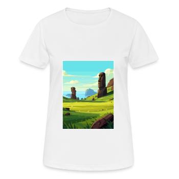 Easter Island Decoration Vintage Travel Poster WPA - Women's Breathable T-Shirt - white - Front - AI Model Female 172 dark (172cm)