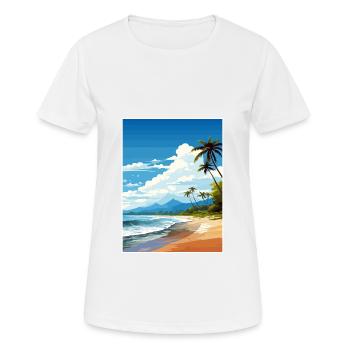 Playa flamant rose Costa Rica Vintage affiche de voyage - T-shirt respirant Femme - blanc - Devant - AI Model Female 172 dark (172cm)
