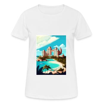 Atlantis Paradise Caraïbes Vintage Affiche de voyage - T-shirt respirant Femme - blanc - Devant - AI Model Female 172 dark (172cm)