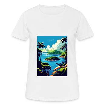 Dominican Republic Caribbean Vintage Travel Poster - Women's Breathable T-Shirt - white - Front - AI Model Female 172 dark (172cm)
