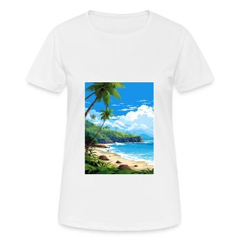 Manuel Antonio Beach Costa Rica Travel Poster - Women's Breathable T-Shirt - white - Front - AI Model Female 172 dark (172cm)