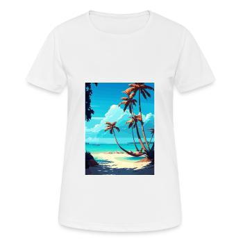 Bavaro Caribbean Tropical Islands Travel Poster - Women's Breathable T-Shirt - white - Front - AI Model Female 172 dark (172cm)