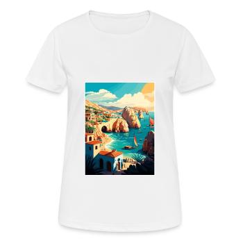 Cabo Sans Lucas décoration Mexique affiche de voyage - T-shirt respirant Femme - blanc - Devant - AI Model Female 172 dark (172cm)