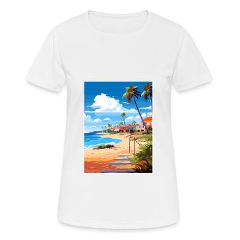 Bonaire Caribbean Vintage Travel Poster Souvenir - Women's Breathable T-Shirt - white - Front - AI Model Female 172 dark (172cm)