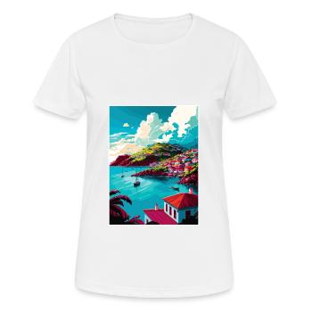 Grenada Caribbean Vintage Travel Poster Souvenir - Women's Breathable T-Shirt - white - Front - AI Model Female 172 dark (172cm)