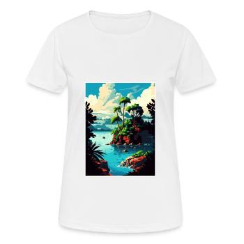 Jamaica Caribbean Vintage Travel Poster Souvenir - Women's Breathable T-Shirt - white - Front - AI Model Female 172 dark (172cm)