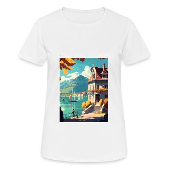 Annecy Décoration Vintage Voyage Poster Souvenir - T-shirt respirant Femme - blanc - Devant - AI Model Female 172 dark (172cm)