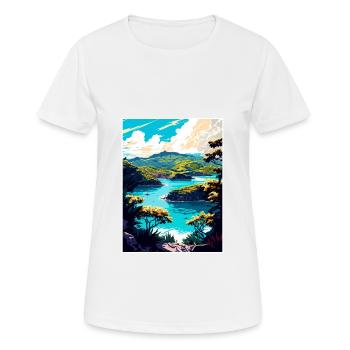 Antigua Caribbean Vintage Travel Poster Souvenir - Women's Breathable T-Shirt - white - Front - AI Model Female 172 dark (172cm)