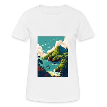Dominica Caribbean Vintage Travel Poster Souvenir - Women's Breathable T-Shirt - white - Front - AI Model Female 172 dark (172cm)